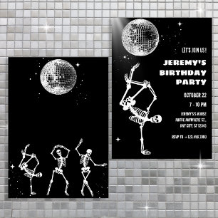 Disco Ball Skelett Tanzen Einladung