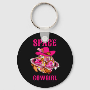Disco Ball Space Cowgirl Western Retro Pink Cowhid Schlüsselanhänger