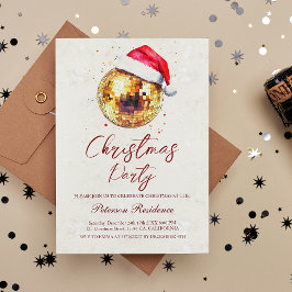 Disco Ball Weihnachtsmannmütze Silvester Party Einladung