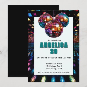 Disco Birthday Aquamarin Black Einladung