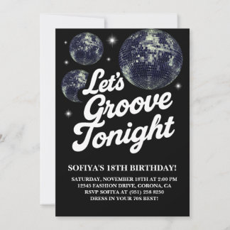 Disco Birthday Party Einladung, 70er Groovy Einladung