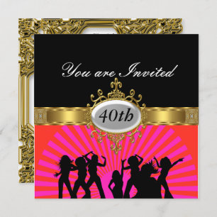 Disco Black Anniversaire Fête Glamor Invitation
