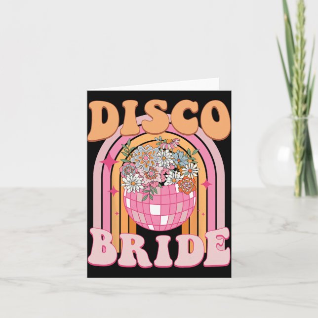 Disco Bride Bridesmaid Retro Rainbow Bachelorette Karte (Vorderseite)