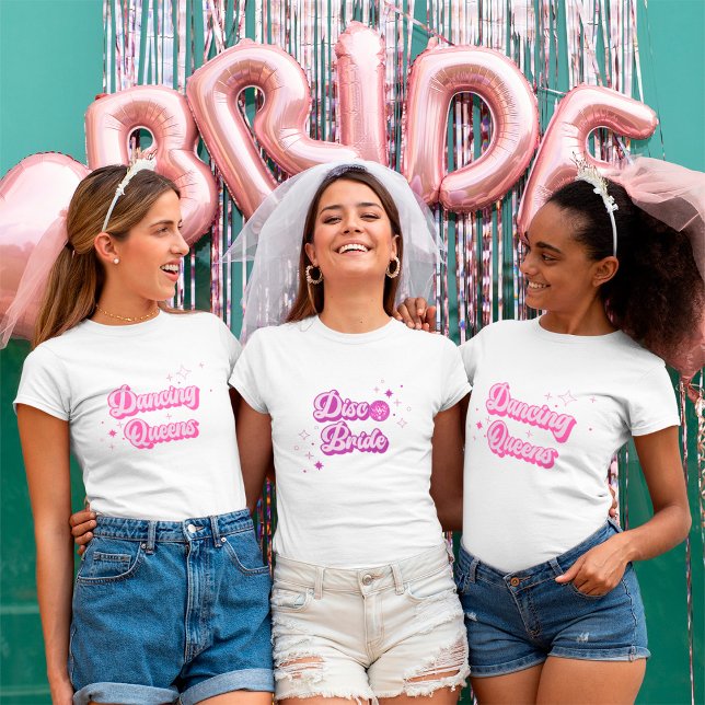 Disco Bride Pink Groove Bachelorette T - Shirt (Von Creator hochgeladen)
