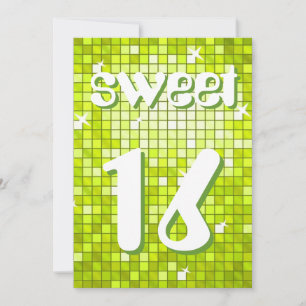 Disco Carreaux Lime 'Sweet 16' invitation texte de