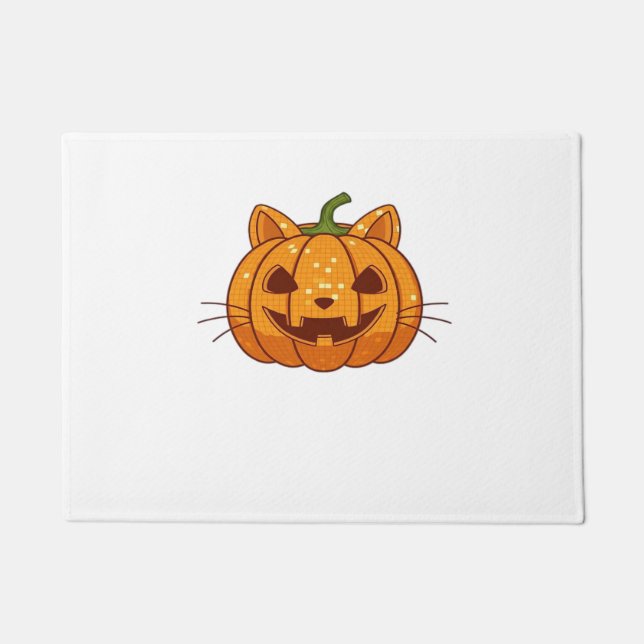 Disco Cat Jack o'Lantern Classic T - Shirt Fußmatte (Vorderseite)