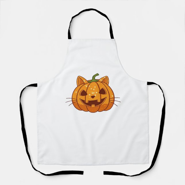 Disco Cat Jack o'Lantern Classic T - Shirt Schürze (Vorderseite)