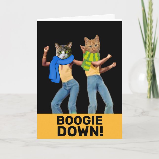 DISCO CATS RETRO CAT FUNNY CARTE D'ANNIVERSAIRE (Devant)