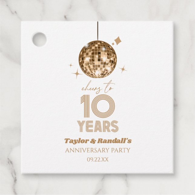 Disco Cheers 10 Years Wedding Anniversary Party Geschenkanhänger (Vorderseite)