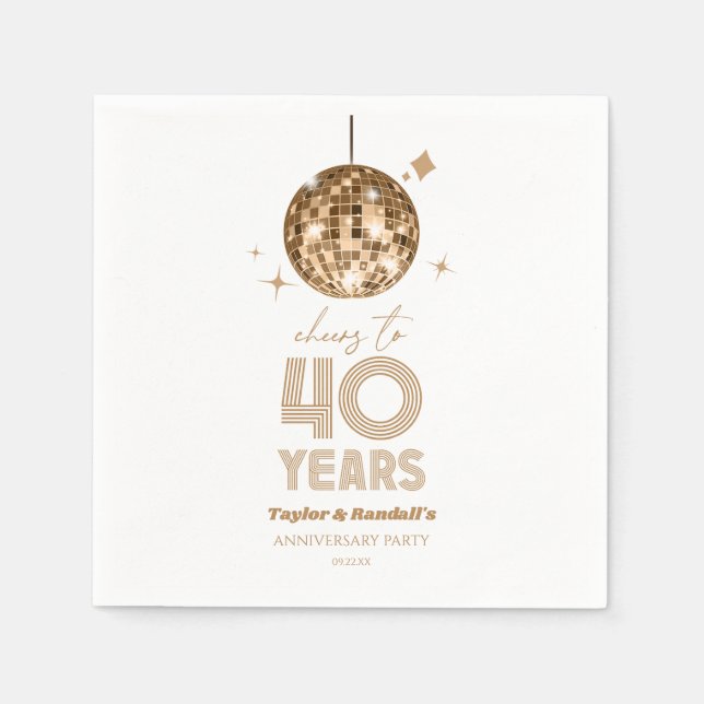 Disco-Cheers 40 Jahre Hochzeitsjubiläum Party Serviette (Vorderseite)