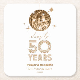 Disco-Cheers 50-jähriges Party zum Hochzeitstag Rechteckiger Pappuntersetzer