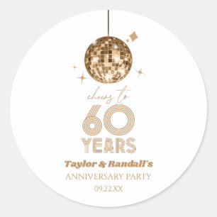 Disco Cheers 60 Jahre Hochzeit Jubiläumsfeier Runder Aufkleber