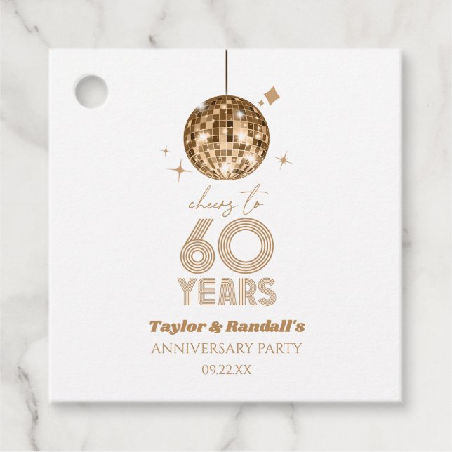 Disco Cheers 60 Years Wedding Anniversary Party Geschenkanhänger (Vorderseite)
