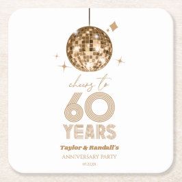 Disco Cheers 60 Years Wedding Anniversary Party Rechteckiger Pappuntersetzer