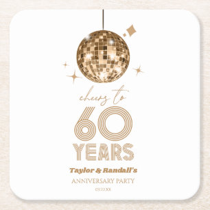 Disco Cheers 60 Years Wedding Anniversary Party Rechteckiger Pappuntersetzer
