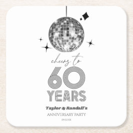 Disco Cheers 60 Years Wedding Anniversary Party Rechteckiger Pappuntersetzer