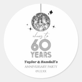 Disco Cheers 60 Years Wedding Anniversary Party Runder Aufkleber