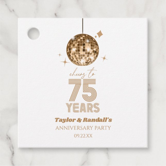 Disco-Cheers 75 Jahre Hochzeitsjubiläum Party Geschenkanhänger (Vorderseite)