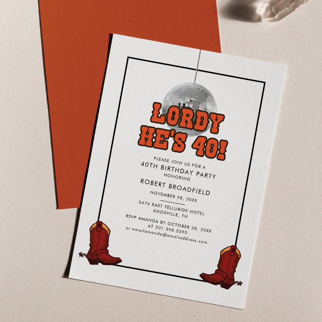 Disco Cowboy 40. Geburtstags-Party Einladung (Von Creator hochgeladen)