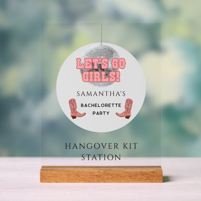 Disco Cowgirl Bachelorette Hangover Kit Acrylschild (Neutral)