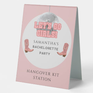 Disco Cowgirl Bachelorette Weekend Hangover Kit Tischaufsteller