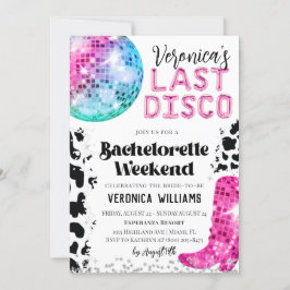 Disco Cowgirl Bachelorette Wochenende Einladung