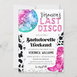 Disco Cowgirl Bachelorette Wochenende Einladung
