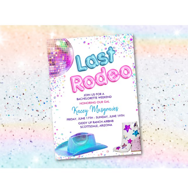 Disco Cowgirl Bachelorette Wochenende Einladung (Von Creator hochgeladen)
