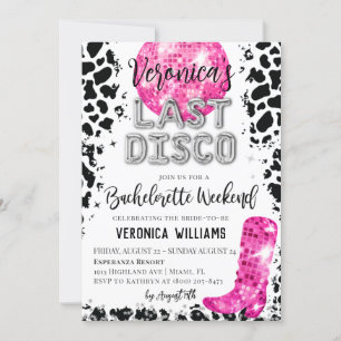 Disco Cowgirl Bachelorette Wochenende Einladung