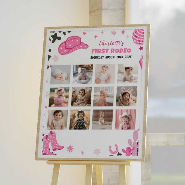 Disco Cowgirl Birthday Foto Milestone Poster (Von Creator hochgeladen)