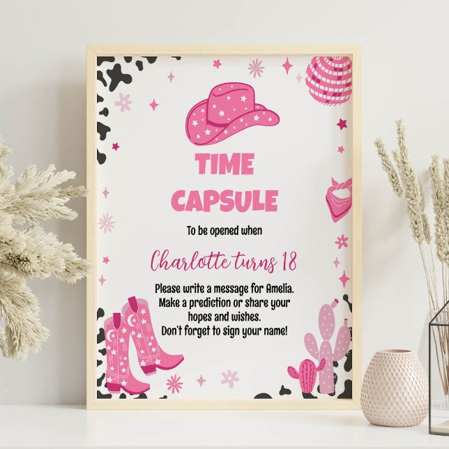 Disco Cowgirl Birthday Time Kapselunterschrift Poster (Von Creator hochgeladen)
