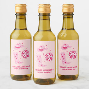 Disco Cowgirl Junggeselinnen-Abschied Mini Wine La Weinetikett