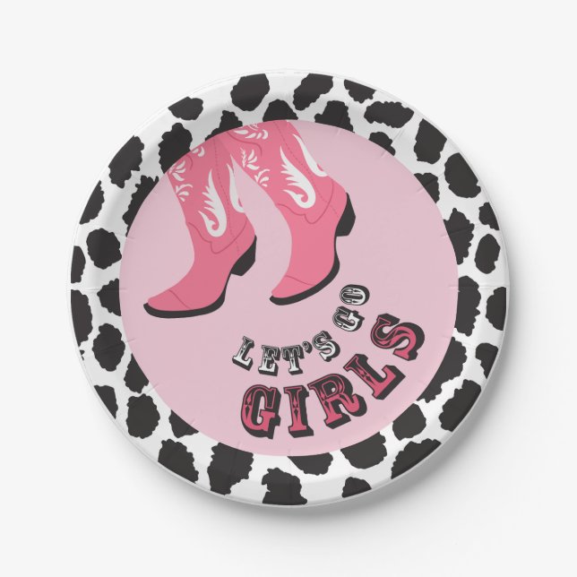 Disco Cowgirl Junggeselinnen-Abschied Pappteller (Vorderseite)