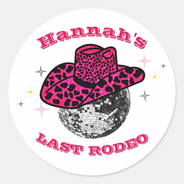 Disco Cowgirl Junggeselinnen-Abschied Runder Aufkleber (Vorderseite)