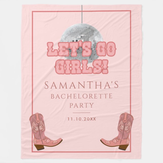 Disco Cowgirl Lasse Go Girls Junggeselinnen-Abschi Fleecedecke (Vorderseite)