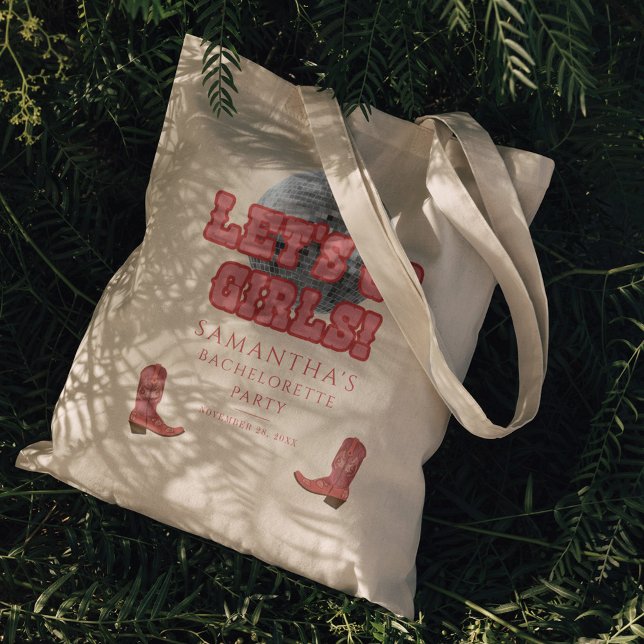 Disco Cowgirl Lasse Go Girls Junggeselinnen-Abschi Tragetasche (Disco Bachelorette Party Lets Go Girls Tote Bag)