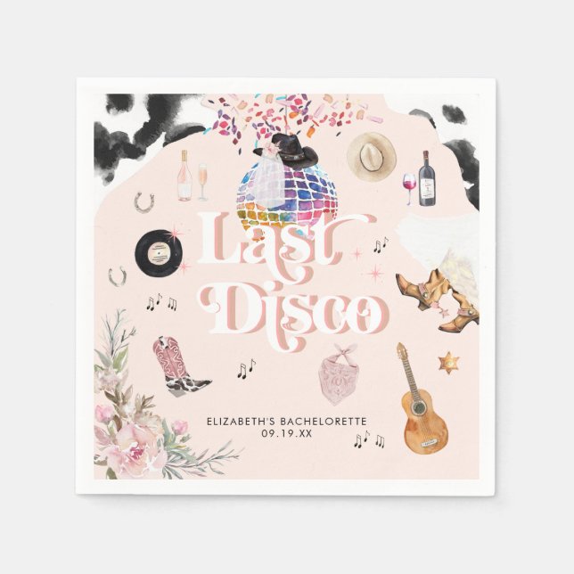 Disco Cowgirl Nashville Pink Rodeo | Bachelorette Serviette (Vorderseite)