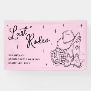 Disco-Cowgirl Pink Last Rodeo Junggesellinnenabsch Banner