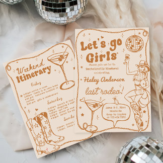 Disco Cowgirl Rodeo Bachelorette Einladung