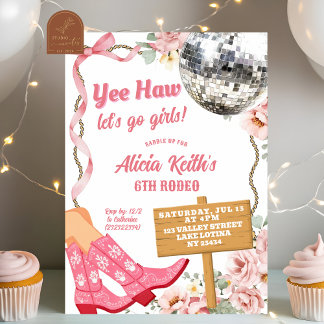 Disco Cowgirl Rodeo Birthday Invitation Einladung