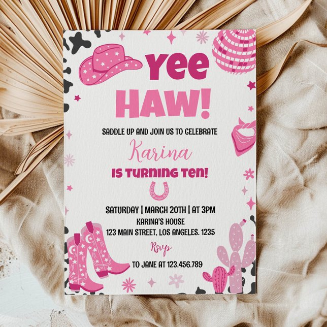 Disco Cowgirl Rodeo Western Invitation d'anniversa (Créateur téléchargé)