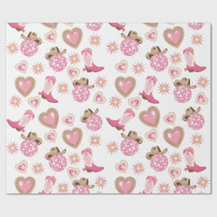 Disco-Cowgirl-Valentinstag-Geschenkpapier Geschenkpapier