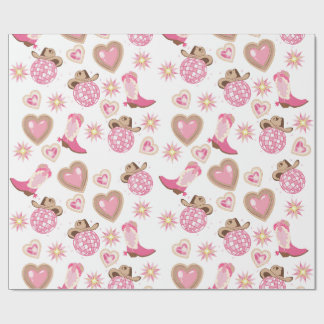 Disco-Cowgirl-Valentinstag-Geschenkpapier Geschenkpapier