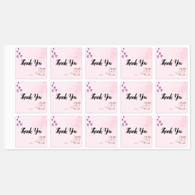 Disco Cowgirl Vielen Dank Labels Etiketten (Blatt)