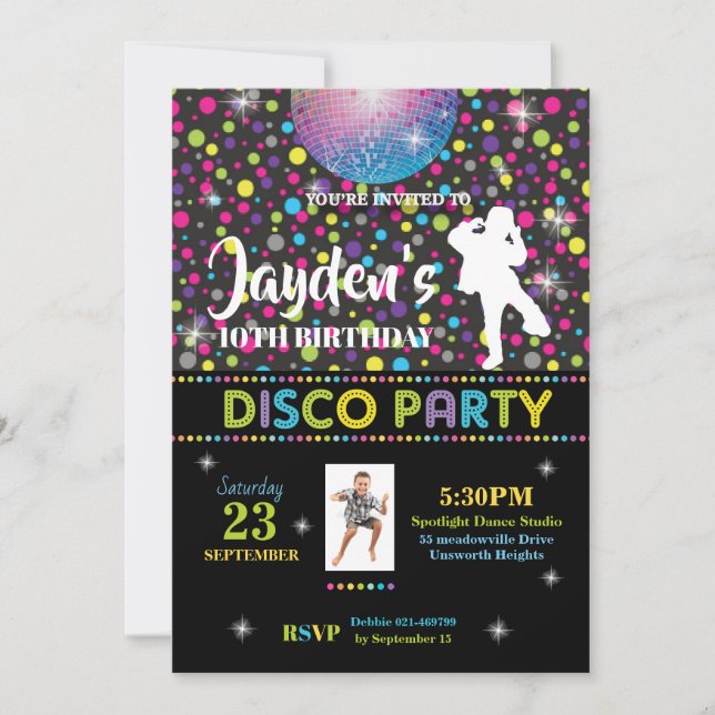 Disco Dance Anniversaire Fête Invitation Garçon (Devant)