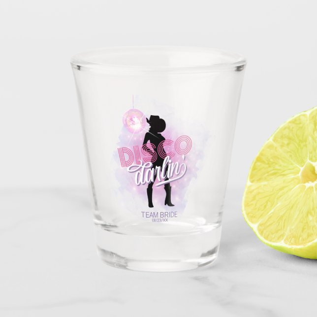Disco Darlin' Bachelorette Team Bride ID928 Schnapsglas (Vorderseite)