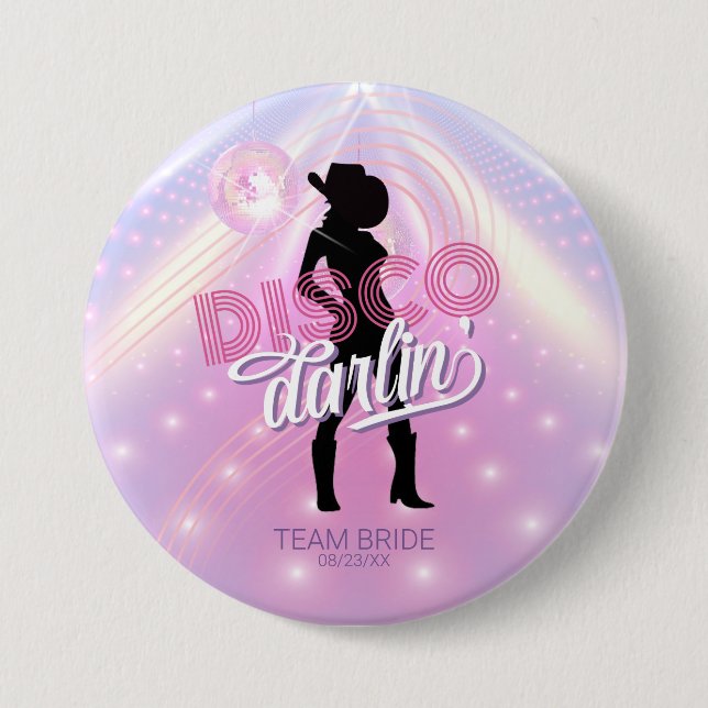 Disco Darlin' Junggesellinnen-Abschied v2 Team Bra Button (Vorderseite)