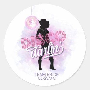 Disco Darlin' Junggesellinnen-Team Braut ID928  Runder Aufkleber