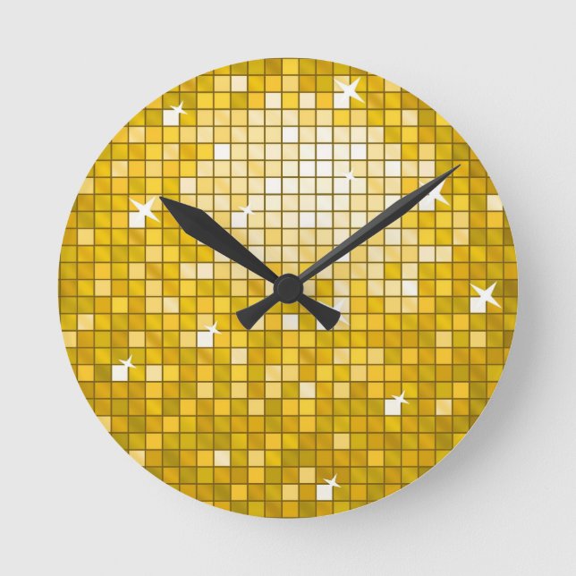 Disco deckt "Gold" Druck-Wanduhr mit Ziegeln Runde Wanduhr (Vorderseite)