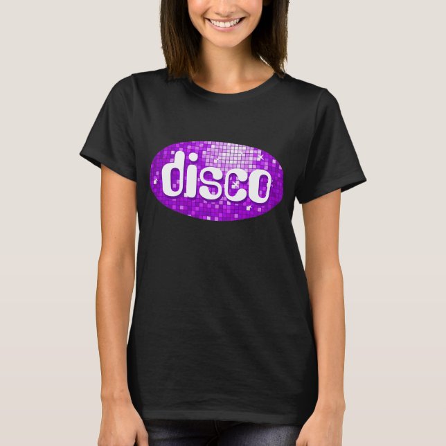 Disco deckt lila "Disco" T - Shirtschwarzes mit T-Shirt (Vorderseite)